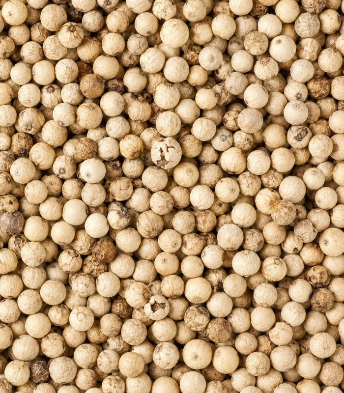 Zoom sur les grains de poivre blanc de Kampot